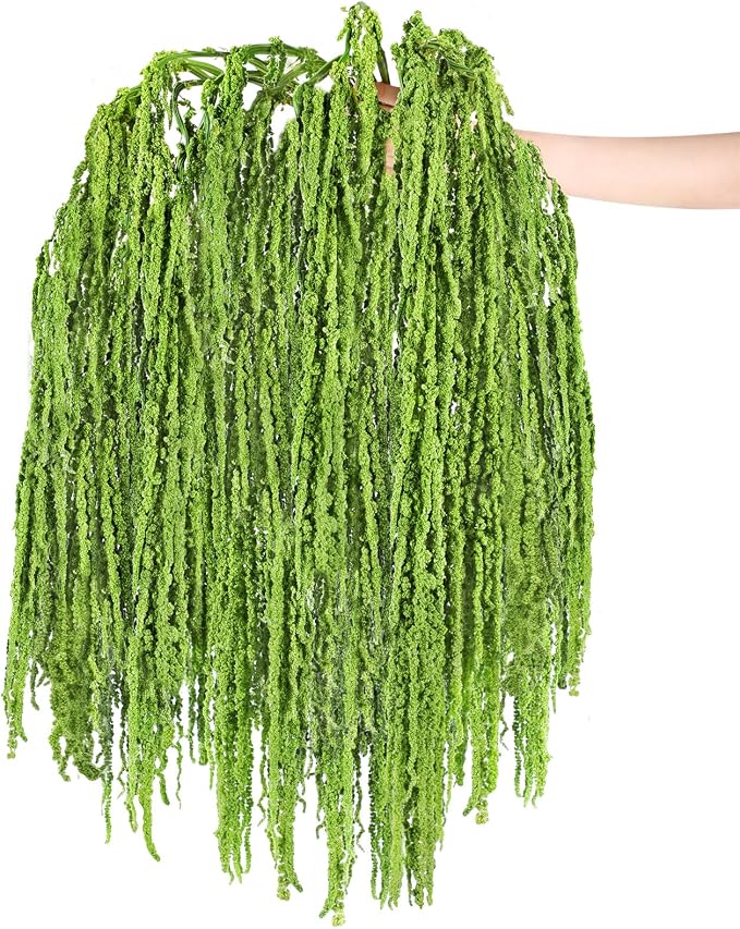 Suncalla 36 Pcs Green Spring Natural Dried Amaranthus Hanging Flowers Amaranthus Artificial Flowers for Wedding Arch Bouquet Floral Garland Wall Home Decoration (23 Inch)