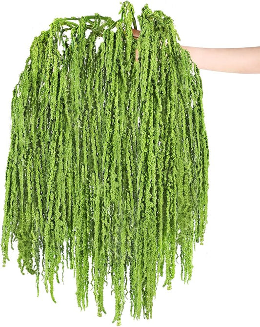 Suncalla 36 Pcs Green Spring Natural Dried Amaranthus Hanging Flowers Amaranthus Artificial Flowers for Wedding Arch Bouquet Floral Garland Wall Home Decoration (23 Inch)