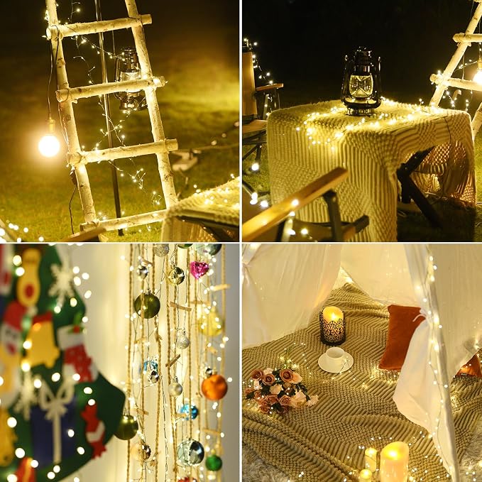 Dailyart Fairy Lights Plug in 200 Led Fairy Light with Remote 10Ft Firecracker String Lights with Timer 8 Modes Christmas Lights for Bedroom Wreath Party Window Wedding Tree Decoration Green Wire