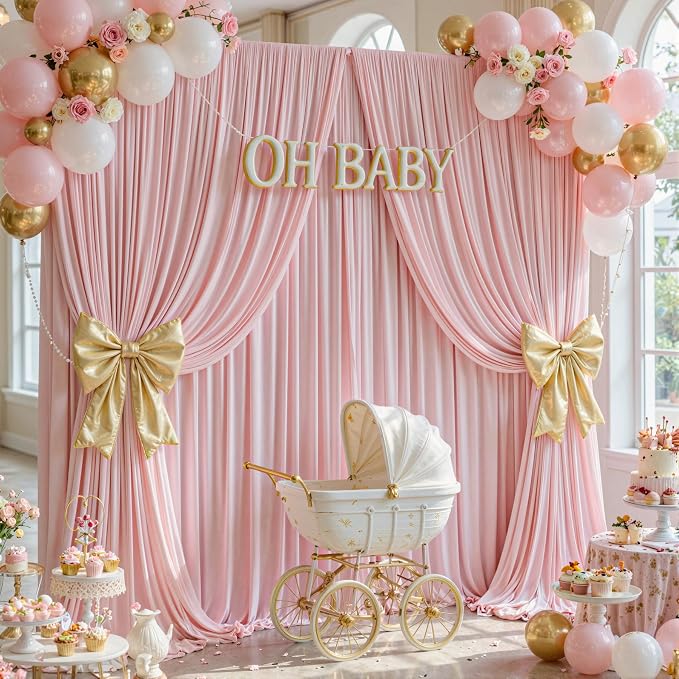 10ftx12ft Wrinkle Free Dusty Rose Backdrop Curtain, 2 Panels 12FT Long Wedding Photo Backdrop Drapes, Silky Polyester Back Drop Cloth for Birthday Photography Background Party Backdrop Draping