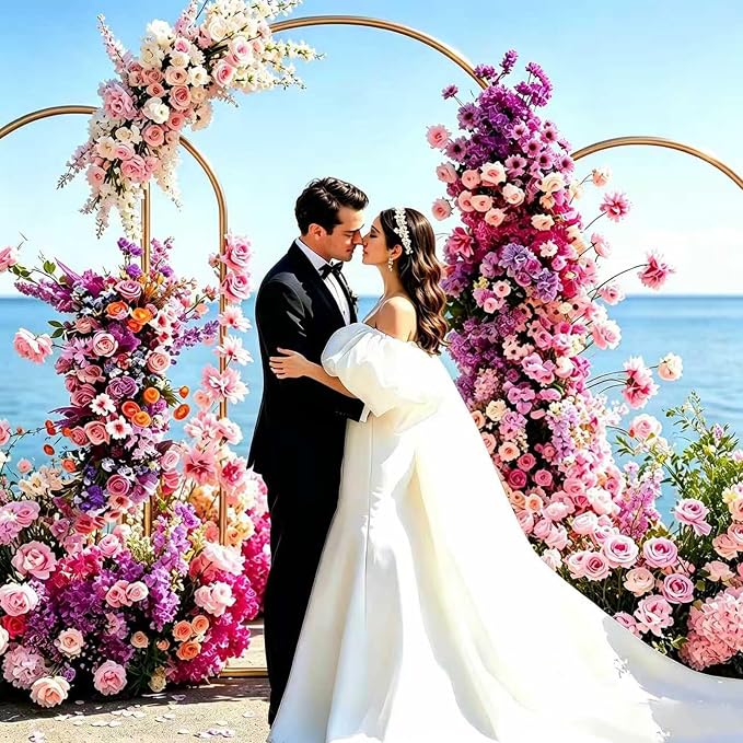 Gold Arch Backdrop Stand Set of 3(7.2FT/6.6FT/6FT),Wedding Arch Backdrop Stand,Balloon Arch Stand Metal Frame for Wedding Birthday Baby Shower Party Garland Ceremony Decor