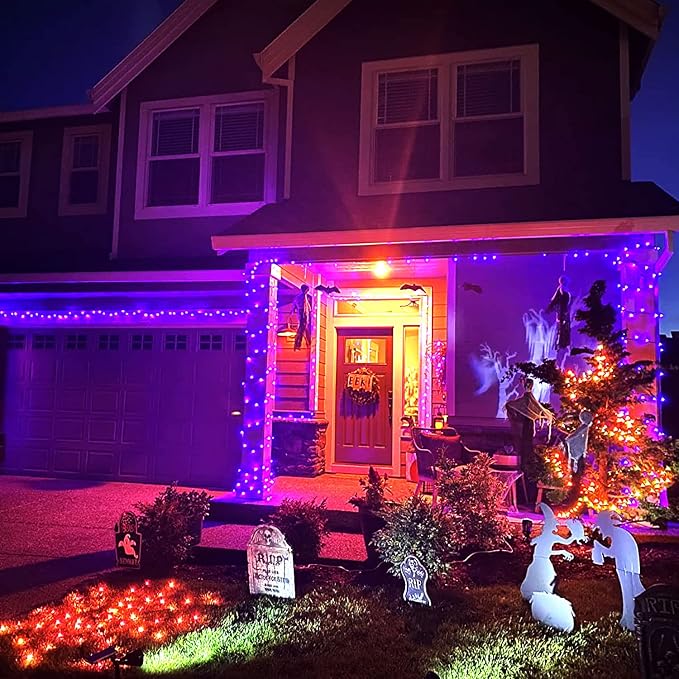 JMEXSUSS 250 LED Orange to Purple Christmas String Lights Indoor Outdoor Waterproof for Garden Patio Party Halloween Christmas Decorations