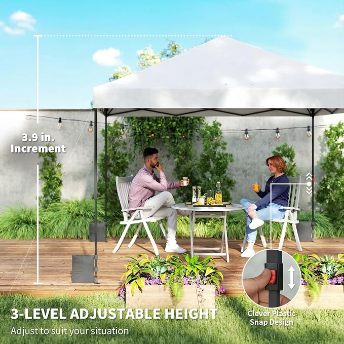 Outsunny 10 x 10 ft Pop Up Canopy Tent with One Push Setup, Easy Setup Outdoor Portable Instant Canopy Shelter with Wheeled Carry Bag, Sandbags, Adjustable Height for Parties, Events, White