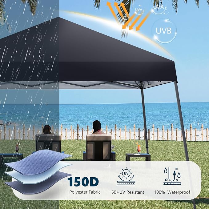 MASTERCANOPY Portable Pop Up Canopy Tent with Large Base (11x11,Black)