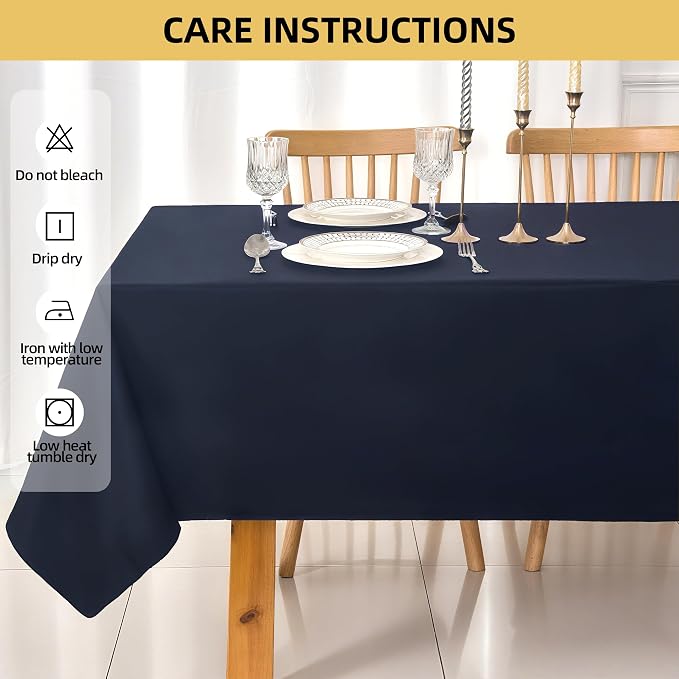 6-Pack 60x60 inch Navy Blue Table Cloths, Solid Stain and Wrinkle Resistant Tablecloth, Premium Plain Weave Polyester Fabric Rectangle Table Linen Covers for Hotel, Banquet