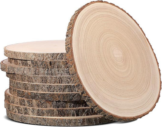 Tioncy 10 Pack Large Wood Slices for Centerpieces Unfinished Rounds Wood Slabs for Tables Decor Natural Wooden Circle for DIY Crafts Rustic Wedding Centerpiece Decor(10-12 Inch)