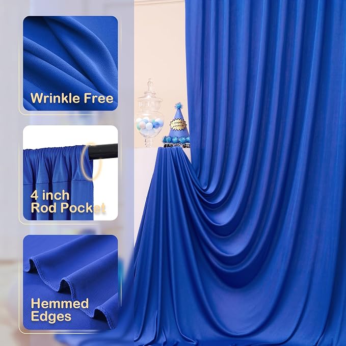 12ft x 10ft Royal Blue Backdrop Curtains for Parties, Wrinkle Free 2 Panels Photo Backdrop Drapes Back Drop Cloth for Wedding Birthday Photography Background Decor