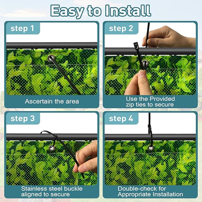 Shade&Beyond 4' X 23' Privacy Fence Screen Customized 450 GSM PVC Printed Privacy Fence with Zip Ties for Courtyards, Pools, Balconies-Green Leaves