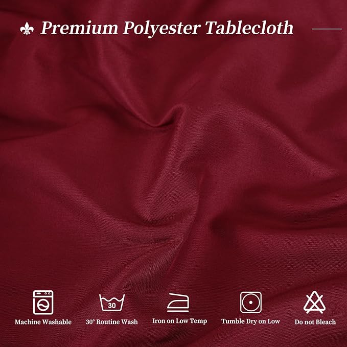 12 Pack Round Tablecloth 90 Inch - Burgundy Polyester TableCloth for Round Table, Premium Burgundy Tableclothes Washable Fabric Table Cover for Wedding Party Banquet Restaurant Reception Dining