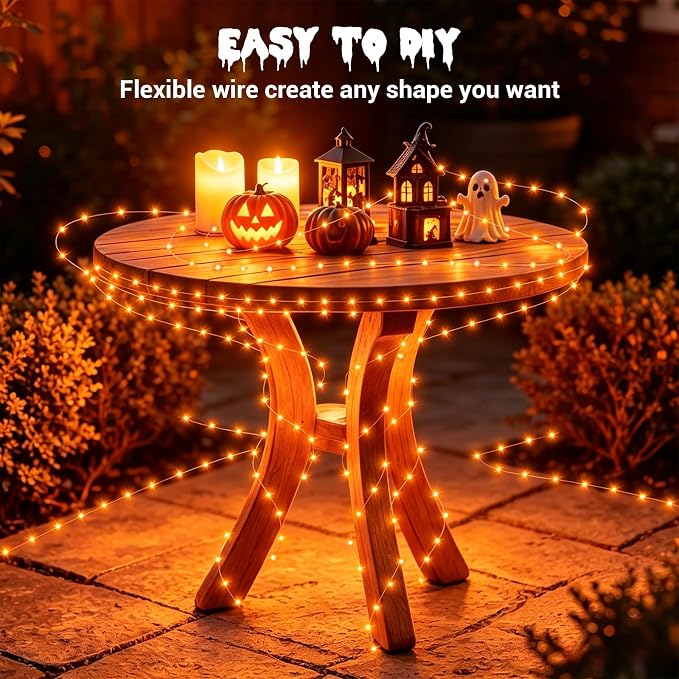 YEGUO Fairy Lights Battery Operated, 6 Packs Each 16ft 50 LED String Lights, 2 Modes Silver Wire Christmas Twinkle Light Indoor for Halloween Bedroom Wedding Party Holiday Gift(Orange)