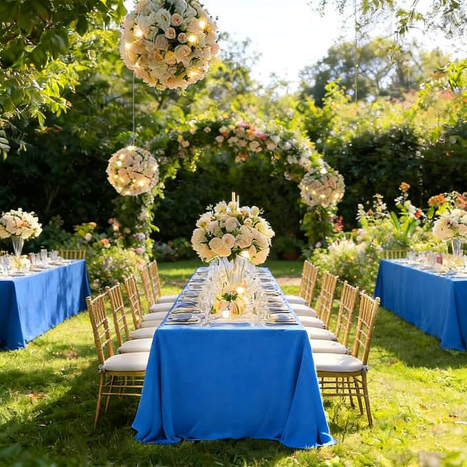 12 Pack Royal Blue Tablecloth 90x132 Inch Rectangular Table Cover | Wrinkle Resistant, Machine Washable Reusable, Wedding, Banquet, Restaurant, Party, Baby Shower,Indoor Outdoor Events