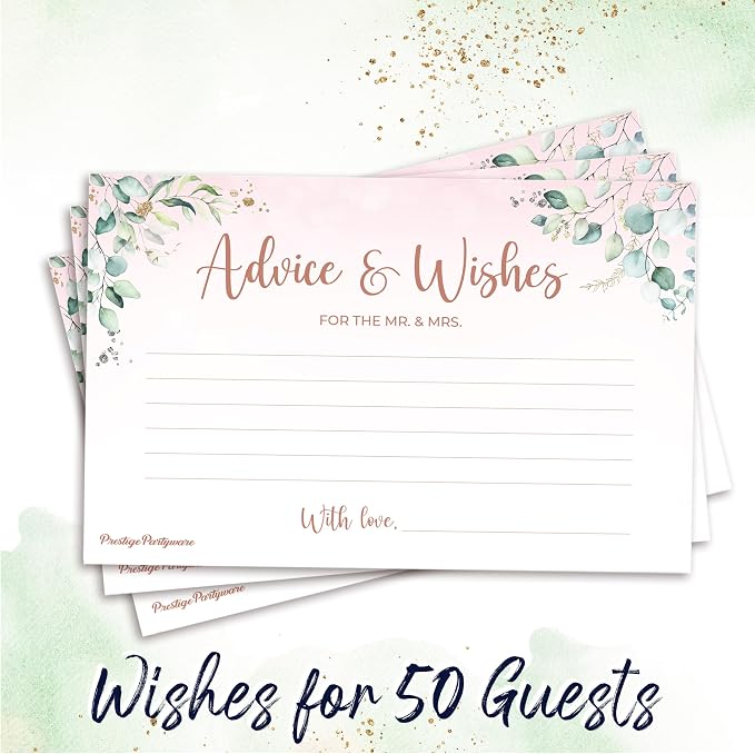 Prestige Advice & Wishes (50 Set) | Marriage Advice Cards for Bridal Shower Wish Card, Advice for The Bride & Groom Cards, Wedding Advice and Wishes Cards, Well Wedding Wish Bridal Shower Stationary