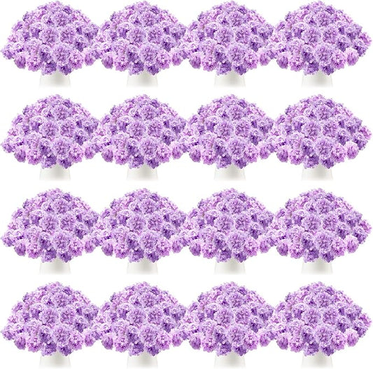 Tigeen 150 Pcs Hydrangea Artificial Flowers Bulk 7.48 Inch Artificial Hydrangeas with Removable Stems Faux Flowers Wedding Decor for Home Garden Party Decoration DIY Project (Lavender)