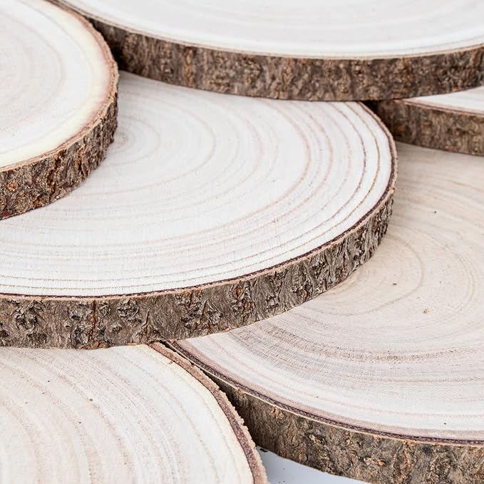 Maputune 8 Pcs 7-8 in Large Unfinished Wood Slices for Centerpieces, Natural Rustic Wooden Plate for DIY Craft, Round Wood Chips for Signage Painting Wedding Party Christmas Decor
