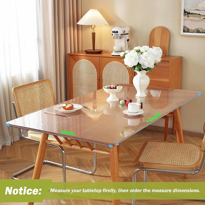 OstepDecor Frosted Clear Table Cover Protector 42 x 78 Inch, 1.5mm Thick Plastic Table Cover, Dining Table Protector Pad, Waterproof & Easy Cleaning PVC Desk Mat for Dresser, Coffee & Wooden Tabletop