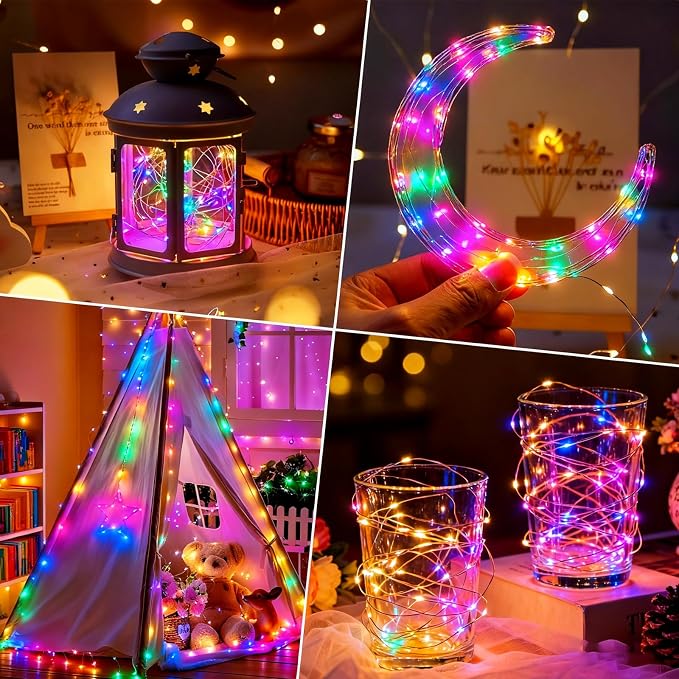 10 Pack 10 ft 30 LED Mason Jar String Lights 8 Modes with Timer Waterproof Fairy Lights Upgraded Battery（Included Operated for DIY Wedding Party Mason Jar Christmas Decorations (Multi-Color)