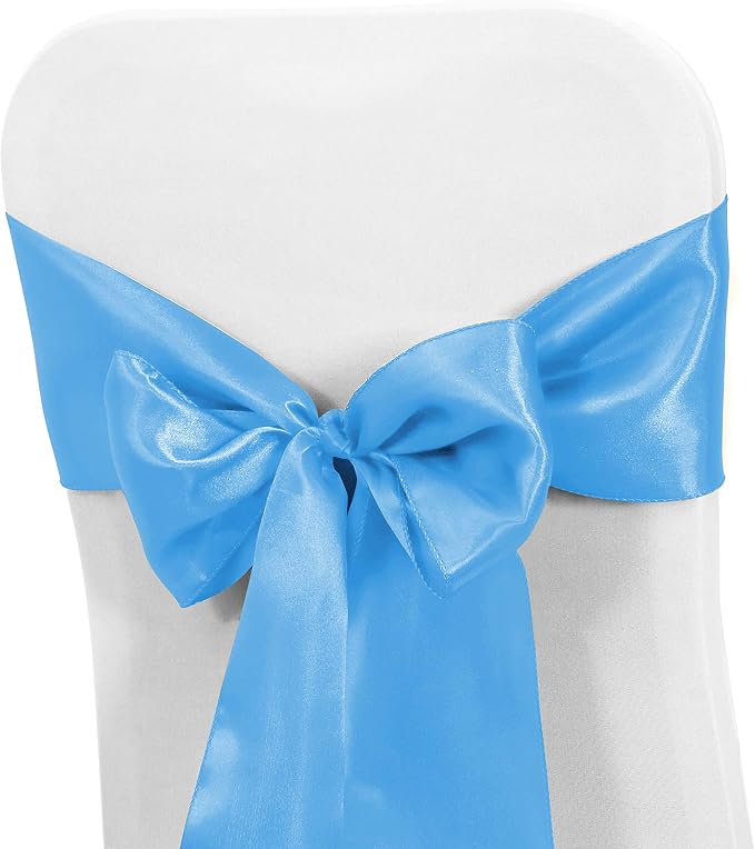 Obstal 50 PCS Satin Chair Sashes Bows for Wedding Reception- Universal Chair Cover Back Tie Supplies for Banquet, Party, Hotel Event Decorations