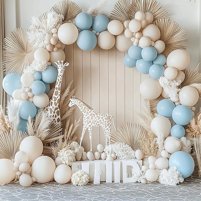 Sand White Balloons, 98PCS Double Stuffed Cream Beige Balloon Garland Arch Kit, 18/12/10/5 Inch Different Sizes for Birthday Party Graduation Wedding Anniversary Baby Shower Decorations