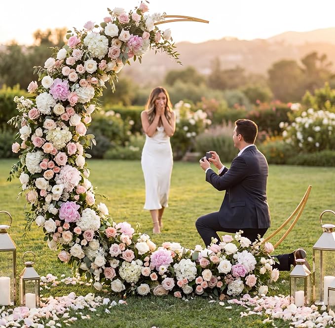 Silipull 8 ft Gaint Moon Arch Backdrop Stand Kit Easy Assembly Metal Frame for Wedding Ceremony Entrance, Bridal Photo Booth, Birthday Baby Shower Decor Graduation Dance Photo Walls