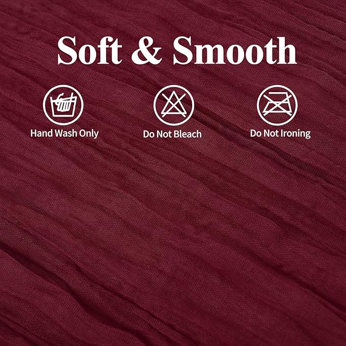 8 Pack 10Ft Cheesecloth Table Runner Burgundy, 20 x 120 Inch Rustic Gauze Boho Cheese Cloth Wedding Long Table Runner for Wedding Party Bridal Shower Decoration