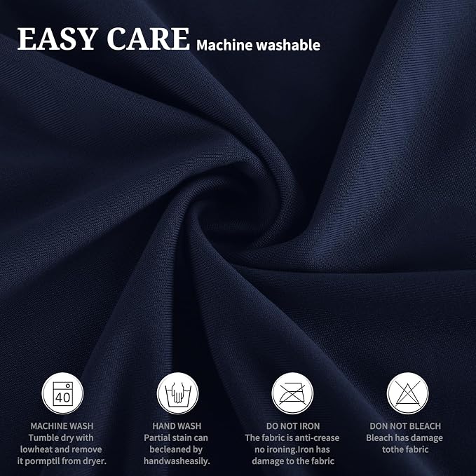 6 Packs Round Cocktail Table Skirt 32"x 43" Spandex Stretch Cocktail Tablecloth with Wavy Drapes, Navy Blue Spandex Fitted High Top Table Covers for Wedding Bar Party Birthday Banquet Tables