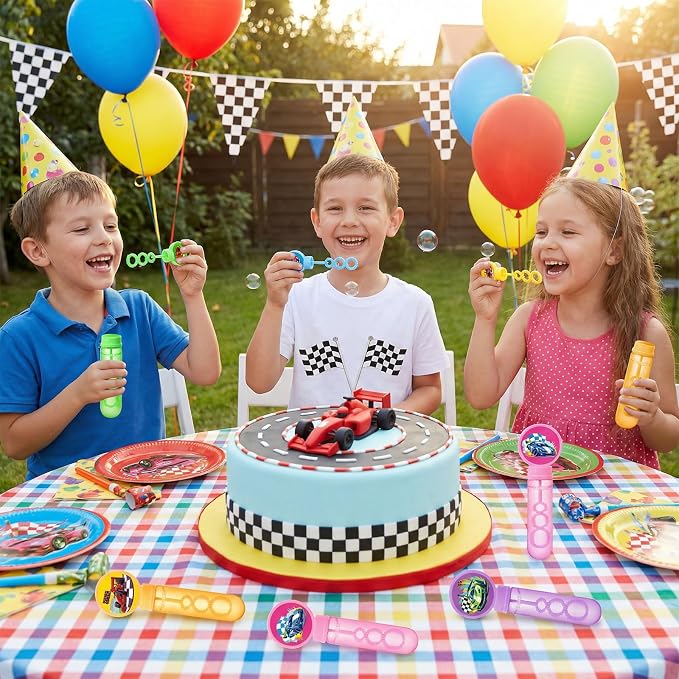 Winrayk 24 Large Cars Bubble Wands with Gift Box, Kids Race Car Party Favors - Racing Bubbles Bulk (6 Style & Color), Pinata Filler Goody Bag Stuffer Carnival Prize Boys Wheel-themed Birthday Supplies