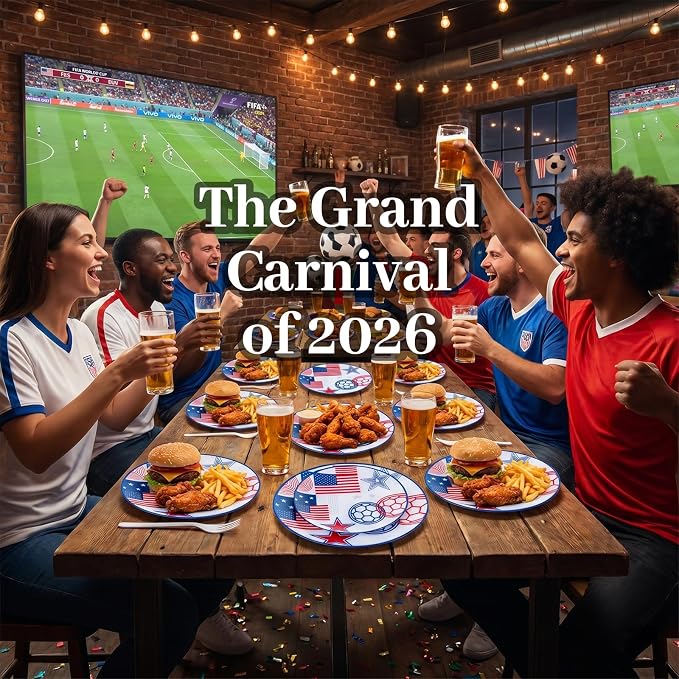 I00000 20 Pcs Plastic Soccer Plates - Heavy Duty Disposable Plates for Global Soccer Celebration Party Supplies include 10.25" Dinner Plate& 7.5" Dessert Plate for soccer Party