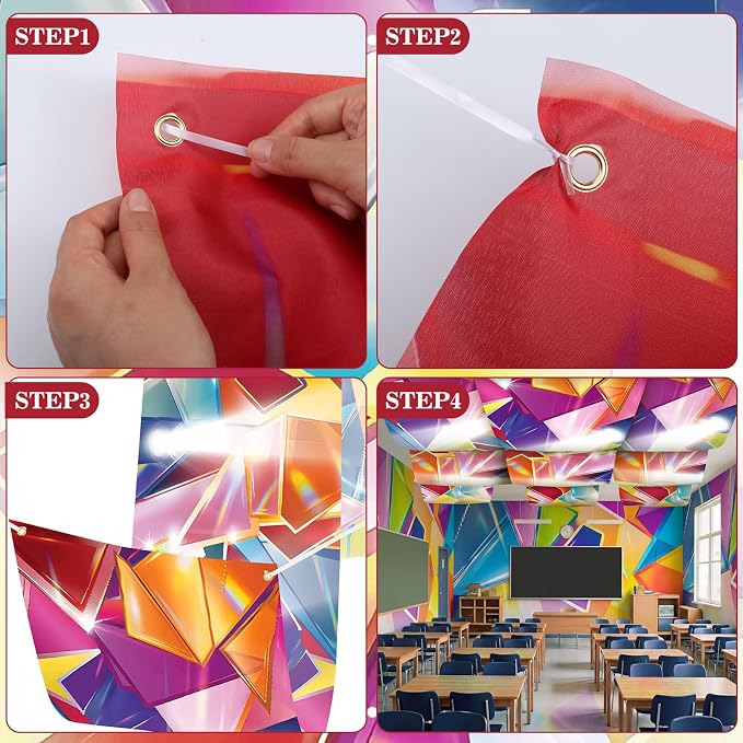 Feifeiya 3 Pcs 36 ft Illumination Station Ceiling Decorations 2026 Glow VBS Decorations Colorful Disco Party Decoration for Church Vacation Bible School Christian Party Decoration