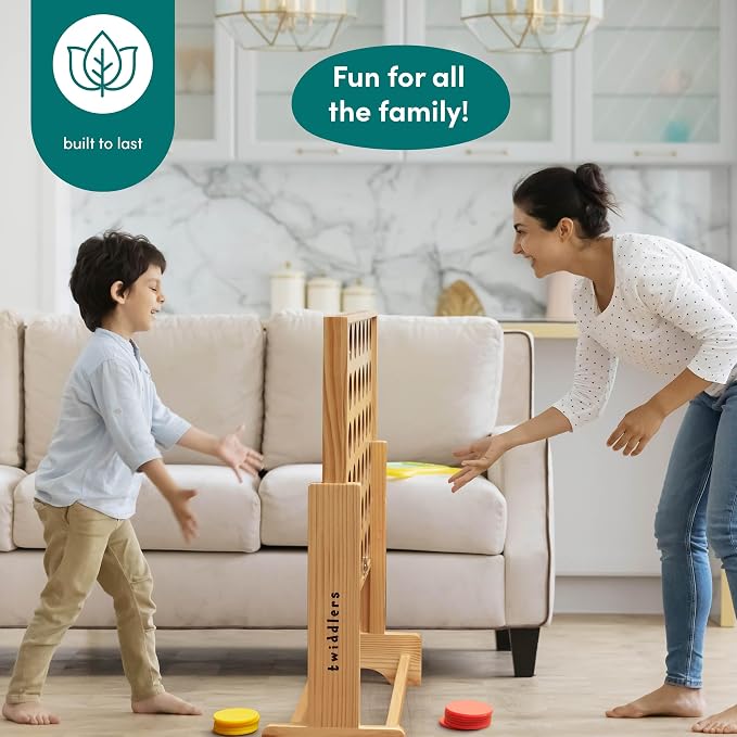 TWIDDLERS - Wooden Giant 4 in a Row Game Outdoor Indoor in 3 Height Levels (All Weather) with Carrying Bag, Life Size Four in a Row Wedding Yard Games for Kids Adults Family, Jumbo Connect Board Game