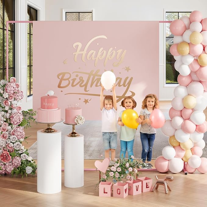 Walensee 7.9FTx6.6FT Pink Wedding Arch Backdrop Stand, Adjustable Square Metal Arch Frame for Ceremony Party Birthday Baby Shower Bridal AnniversaryGarden Balloon Photo Decoration