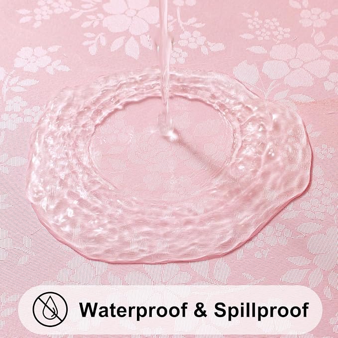 Smiry Rectangle Table Cloth, Waterproof Heavy Duty Vinyl Tablecloths, Wipeable Washable Table Cover for Kitchen and Dining Room (Pink, 52" X 70")