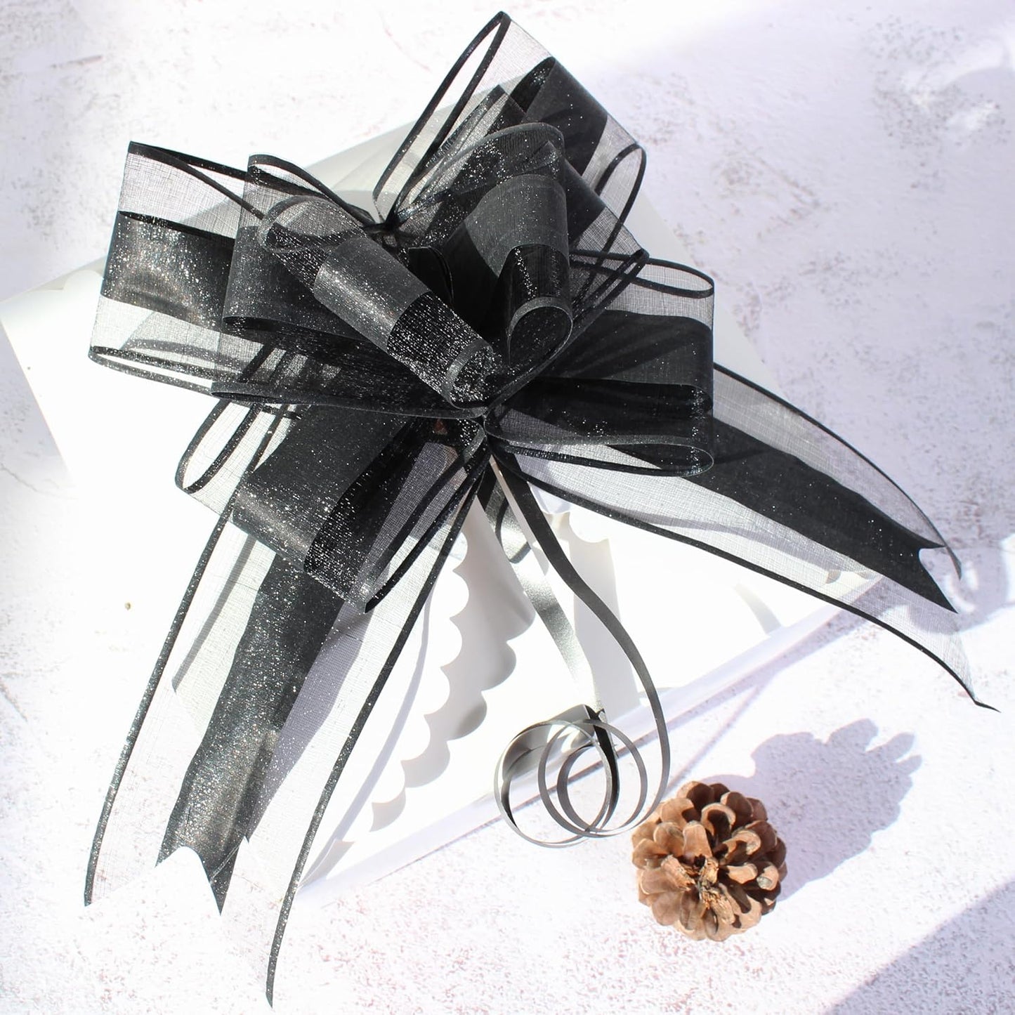 WEWILUCK Large Black Gift Bows - Perfect bows for Gift Wrapping,Big Pull Gift Wrap Bows for Man Present Decoration Birthdays Holiday Valentines Day and More(8 inches, 10PCS)