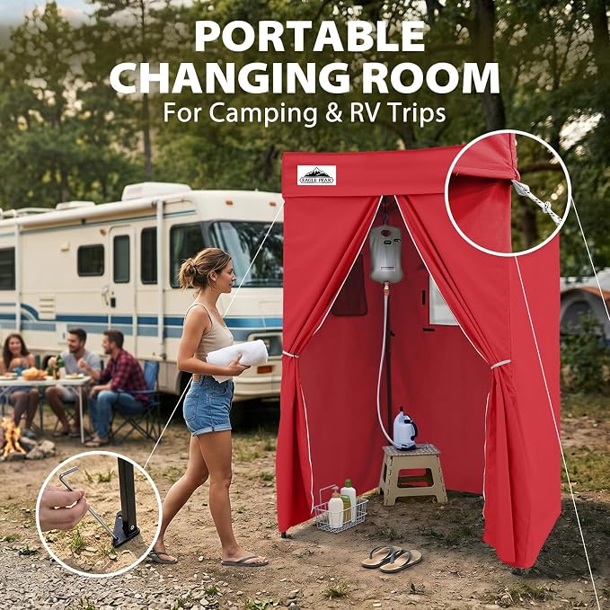 EAGLE PEAK 4x4 Pop Up Changing Tent, Flat Top Changing Room, Red | Portable, Privacy Tent, Pool Cabana, Dressing Room, Shower & Toilet Use, Opaque Fabric, Instant Setup, Photoshoots, Camping