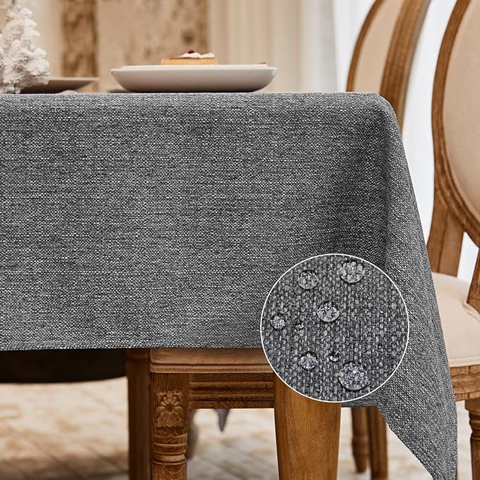 BALCONY & FALCON Rectangle Tablecloth Washable Wrinkle Resistant and Water Proof Table Cloth Decorative Fabric Tablecloths for Dining Parties Kitchen Wedding and Outdoor Use (Gray, 47x63)