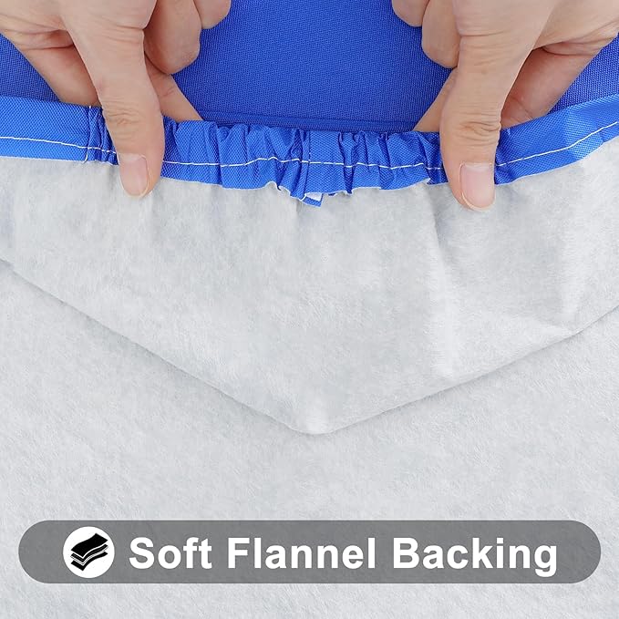 Smiry 3 Pack Rectangle Table Cloth, Elastic Fitted Flannel Backed Vinyl Tablecloths for 4ft Folding Tables, Waterproof Wipeable Table Covers for Indoor, Outdoor, Camping and Picnic (Blue, 30"x48")