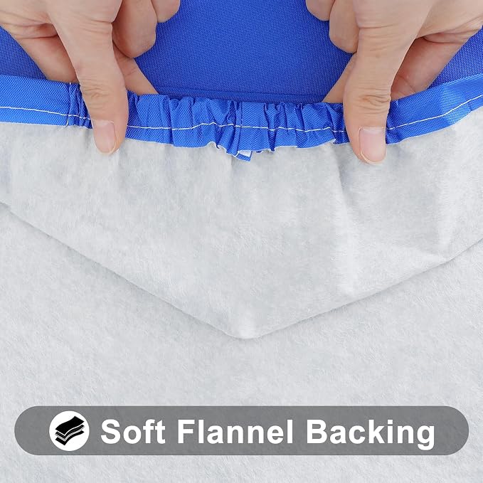Smiry 3 Pack Rectangle Table Cloth, Elastic Fitted Flannel Backed Vinyl Tablecloths for 4ft Folding Tables, Waterproof Wipeable Table Covers for Indoor, Outdoor, Camping and Picnic (Blue, 24"x48")