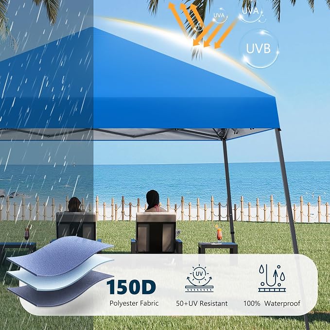 MASTERCANOPY Portable Pop Up Canopy Tent with Large Base(10x10,Blue)