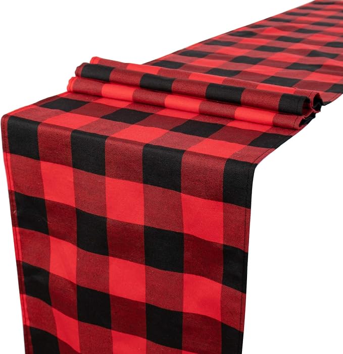 ShinyBeauty Buffalo Plaid Table Runner 13''x72'' Red and Black Check Christmas Table Runner Gingham Table Runner for Family Dinner Outdoor or Indoor Parties Thanksgiving Christmas & Gathering