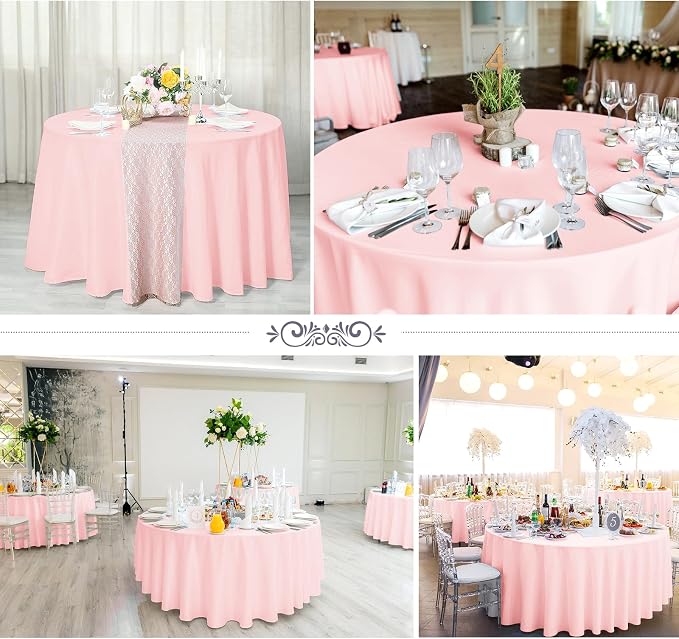 YMHPRIDE 6 Pack Round Tablecloths - Pink, 90 Inch Polyester Round Table Cloth, Washable Fabric Table Covers for Wedding, Party, Dining, Banquet