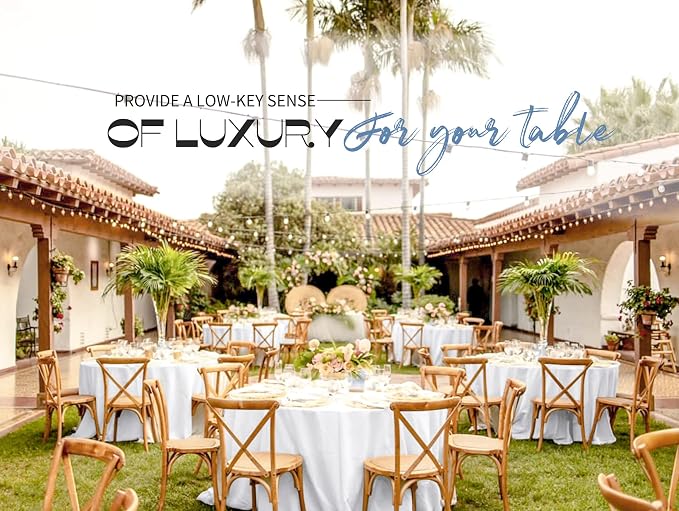 Pesonlook 12 Pack White Round Tablecloth-120 Inch Polyester Round Table Cover White Tablecloths Washable Fabric Table Cover for Wedding/Party/Banquet/Dining/Buffet Table
