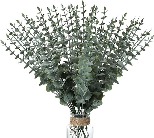 XunYee 150 Pcs Eucalyptus Stems Decor Bulk Artificial Leaves Floral Greenery Branch Fake Eucalyptus Leaves for Wedding Centerpiece Farmhouse Home Bouquet Decor