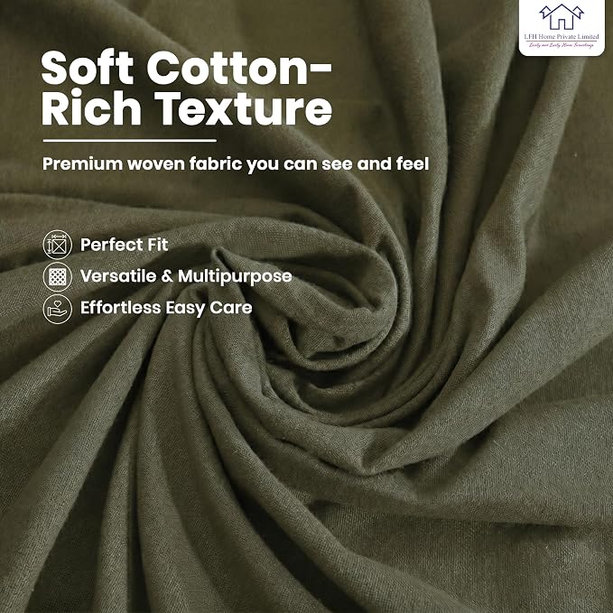 LFH Home Cotton Rich Beautiful Tablecloth for Rectangle Tables, 60 x 96 Inch Table Cloth, Machine Washable Fabric Table Cover for Dining Table, Kitchen, Parties, Holidays & Everyday Use-Military Green