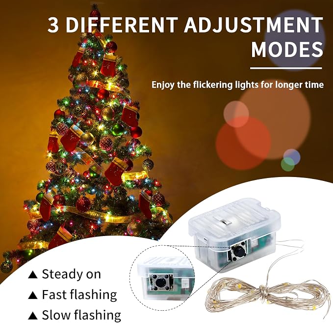 24 Pack Fairy Lights 7Ft 20 LED Twinkle String Lights 3 Modes Battery Operated Waterproof Firefly Starry for Mason Jar Party Wedding Christmas Valentines Day Table Centerpieces,Multicolor