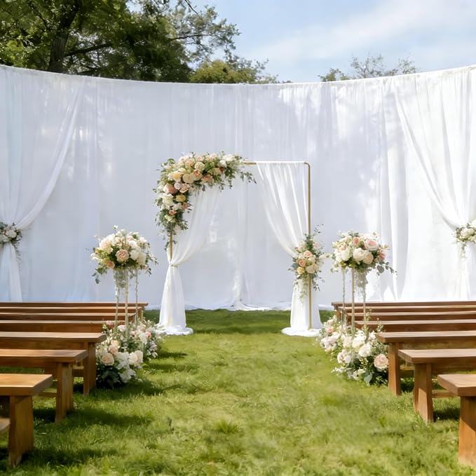 5.2 * 6.56 FT Metal Backdrop Frame Stand, Wedding Decor Flower Arbor Stand, Balloon Arch Backdrop, Golden