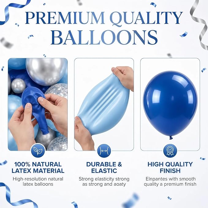 Balloon Column Kit for Floor-Balloon Columns with Stand, Base and Pole,Balloon Tower Backdrop Decoration for Wedding, Baby Shower, Birthday Party, or Bachelorette Parties (BLUE SILVER)