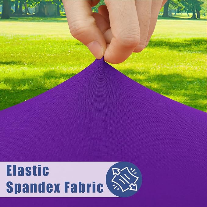 Moosfor Spandex 5 Foot Rectangle Table Cloth 4 Pack, Elastic Fitted Tablecloths for Picnic, Stretch Washable Patio Table Cover for Outdoor, Camping, Banquet and Parties (Purple, 30"x60")