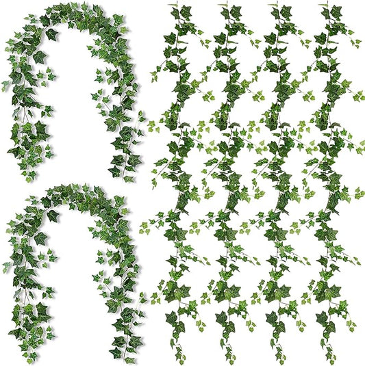 6 Strands Artificial Ivy Vines Garland 426" Wedding Silk Ivy Garland with Green Leaves Fake Hanging Plants Greenery Decoration for Indoor Outdoor Bedroom Room Window Wall Arch Garden Party Decor