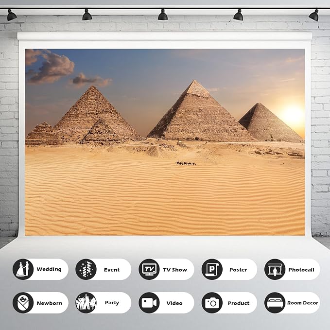 Egypt Backdrop Desert Egyptian Pyramid Ancient Egypt Scene Photography Background Egyptian Travel Themed Party Decorations Supplies Adults Travel Portraits Photo Shoot Studio Props Decor 7x5ft