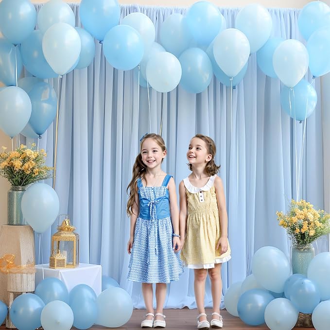10x10ft Baby Blue Tulle Backdrop Curtain for Parites, Sheer Photo Backdrop Drapes for Wedding Baby Shower Boy Shower Birthday Party Photo Shoot Background Decorations