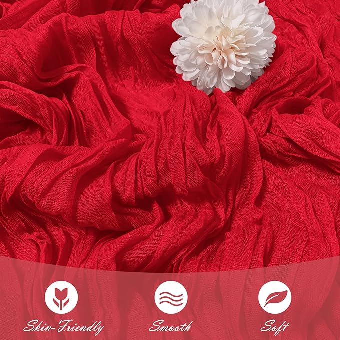 15 Pack Red Cheesecloth Table Runner 17 x 108 inch Cheese Cloth Table Runners 9ft Red Table Runner Rustic Romantic Sheer Gauze Runner for Wedding Party Baby Shower Table Decoration